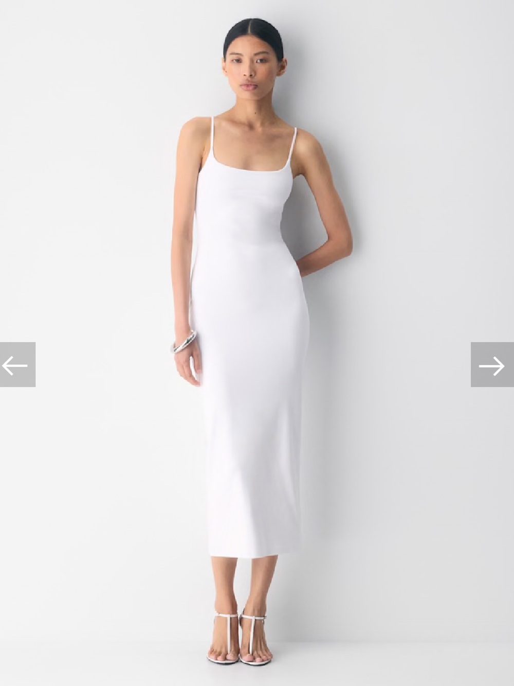Aritzia Contour Summon White Cami Spaghetti-Strap Maxi Midi Dress
